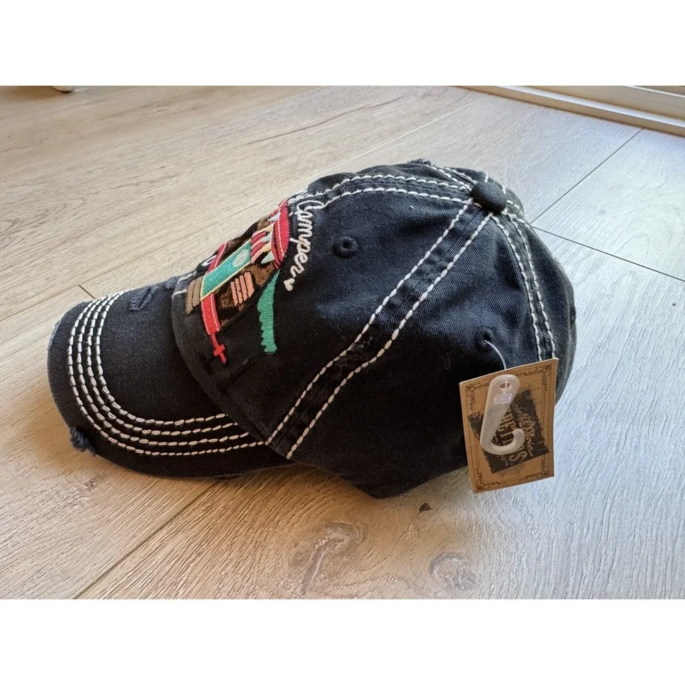NWT KB ETHOS Happy Camper Hat Baseball Cap Embroidered Vintage RV Trailer